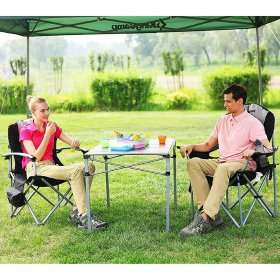 KingCamp Heavy Duty Oversized Folding Camping Chair Outdoor Padded Camp Chair with Cooler Bag Cup Holder