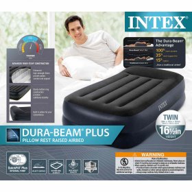 16.5 Intex Twin Dura Beam Plus Pillow Raised Airbed Mattress with Built in Pump