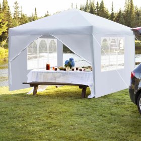 Ktaxon 10'x10' Pop up Gazebo Canopy Wedding w/4 Party Tent White