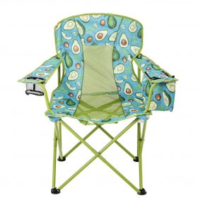 Ozark Trail Oversized Mesh Camp Chair with Cooler, Avocado Design, Green with Blue, Adult