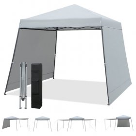 Patio 10x10FT Instant Pop-up Canopy Folding Tent with Sidewalls and Awnings Outdoor-Gray