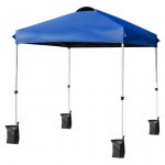 6.6   x 6.6 Feet Outdoor Pop Up Camping Canopy Tent with Roller Bag-Blue