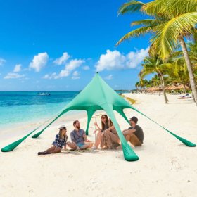 20 x 20 Feet Beach Canopy Tent with UPF50+ Sun Protection and Shovel-Green