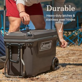 Coleman Convoy Series 65-Quart Hard Cooler with Wheels, up to 48 Cans, Brown Walnut Color