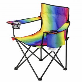 Ozark Trail Oversized Camp Chair with Cooler, Rainbow Ombre Design, Watercolor Rainbow, Adult