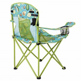 Ozark Trail Oversized Mesh Camp Chair with Cooler, Avocado Design, Green with Blue, Adult