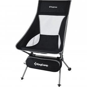 KingCamp Lightweight High Back Camping Chair with Side Pocket & Carry Bag for Adults Outdoor, Black