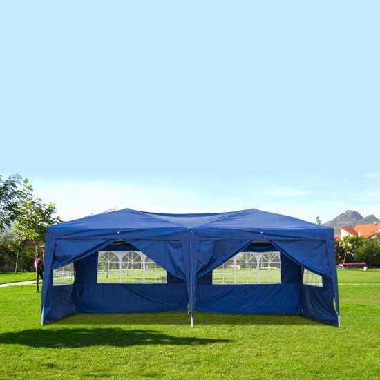 Ktaxon 10\'X20\' Pop up Tent Beach Canopy W/ Carry Bag with 6 Sidewalls Blue