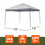 Ozark Trail 12' x 12' Instant Straight Leg Canopy for Camping Gray