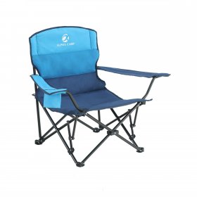 Alpha Camp Camping Chair Portable Folding Camping Chair Adult Steel Frame Collapsible Lawn Chair with Cup Holder, Blue