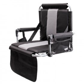 Alpha Camp Folding Portable Stadium Seat Chair for Bleachers with Arm Rest,Black Grey