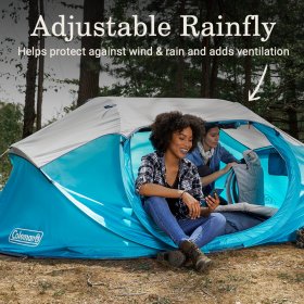 Coleman Montana Spacious 8 Person Cabin Camping Tent w/ Hinged Door, Blue