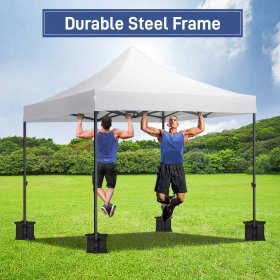 Ktaxon 10x10ft Pop Up Canopy Tent Instant PVC Coated Shelter with Wheeled Carry Case 4 Sand Bags White Top