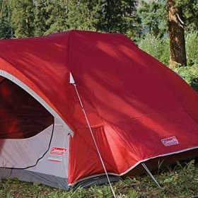 Coleman Hooligan 4-Person Backpacking Dome Tent, 2 Rooms, Red