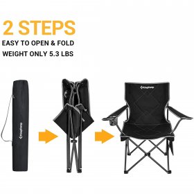 KingCamp Lightweight Camping Chairs Folding Chairs Portable Lawn Chairs Fold Up Patio Chair for Adults Black