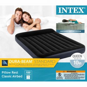 Intex Dura Beam Pillow Rest Classic Airbed with Built-In Pump, Queen (2 Pack)
