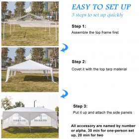 Ktaxon 10'x20' Gazebo Canopy Wedding Tent with 6 Removable Sidewalls White