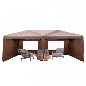 Ktaxon 10'x20' Pop up Gazebo Canopy Wedding Party Tent 4 Sidewall Coffee