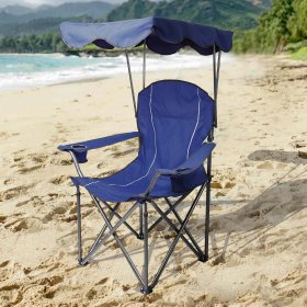 Alpha Camp Folding Canopy Chair Beach Camping Chair with Cup Holder and Storage Bag Suitable for Outdoor Camping Fish, Blue
