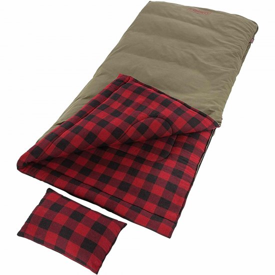 Coleman Big Game Big and Tall -5 Degree Sleeping Bag, Plaid Red