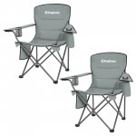 KingCamp Padded Chair with Cupholder, Cooler, and Pocket, Grey (2 Pack)