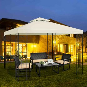 Costway 2 Tier 10'x10' Patio Gazebo Canopy Tent Steel Frame Shelter Awning