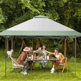 Costway 13x13ft Patio Pop-Up Gazebo Canopy Tent Instant Sun Shelter Outdoor Wheeled Bag