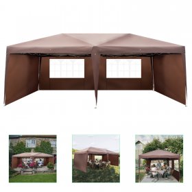 Ktaxon 10'x20' Canopy Wedding Party Tent Pop up Gazebo with 4 Sidewall Coffee