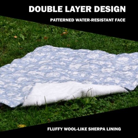 Coleman Indoor/Outdoor Throw Blanket, Reversible With Water Resistant Face & Sherpa Reverse, 50 x 60 Inches, Light Blue Mountain Adventure