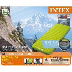 Intex Junior Twin Roll 'n Go Airbed Travel Mattress with Handheld Pump