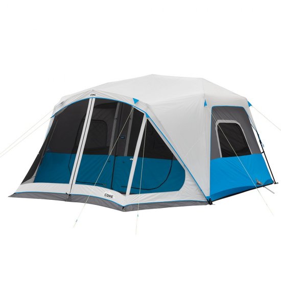 Core Equipment 14\' x 10\' Lighted Instant Cabin Tent with Screen Room, Sleep 10