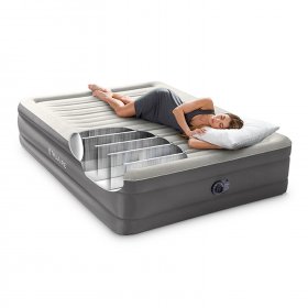 Intex TruAire Luxury Queen Air Mattress Airbed with Lumbar Support and Pump