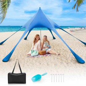 Costway 20 x 20 FT Beach Sunshade Canopy UPF50+ with Carry Bag & 8 Sandbags & Shovel