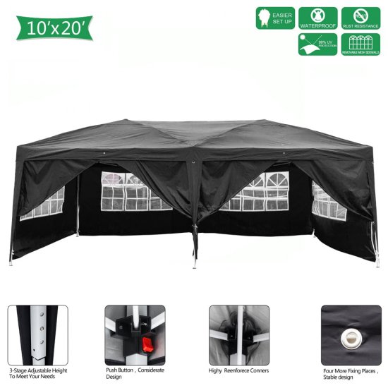 Ktaxon 10\'x20\' Pop up Party Tent Wedding Event Tent Canopy Black