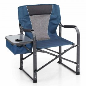 Alpha Camp Director Chair Heavy Duty Folding Camping Chair Oversized Portable Tailgating Chair with Cup Holder & Cooler Bag, Capacity-350 lbs