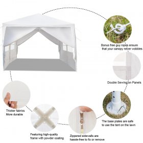 Ktaxon 10'x20' Outdoor Gazebo Canopy Wedding Party Tent with 6 Removable Sidewalls White