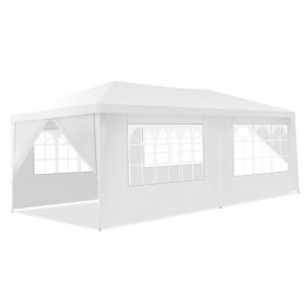 10 x 20 Feet 6 Sidewalls Canopy Tent with Carry Bag-White