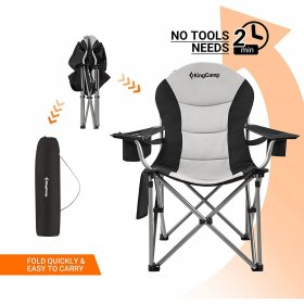 KingCamp Lumbar Support Camping Chairs Portable Lawn Chairs with Cooler Bag Padded Folding Camping Chair for Adults