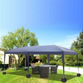 Ktaxon 10'x20' Pop Up Gazebo Canopy Wedding Party Tent with Weight Plates 12pcs-Blue Top