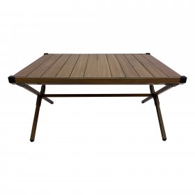 Ozark Trail Aluminum Roll-Top Camping Table, Dark Brown