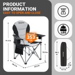 KingCamp Lumbar Support Camping Chairs Portable Lawn Chairs with Cooler Bag Padded Folding Camping Chair for Adults