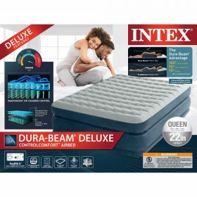 Intex 22" Dura-Beam Control Comfort Air Mattress with Internal Pump Queen