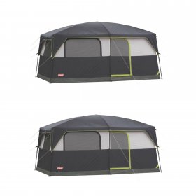 Coleman Prairie Breeze 9 Person Camping Tent w/Fan & Light | 14 x 10' (2 Pack)