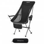 KingCamp Lightweight Highback Chair with Cupholder and Pocket, Black/Grey