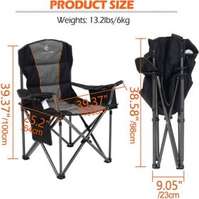 Heavy Duty Portable Outdoor Camping Folding Chair With Cup Holder