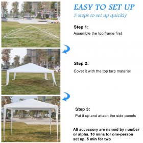 Ktaxon Wedding Canopy Party Tent without Sidewalls for Camping Outside Party BBQ 10x10ft White 18.11 in
