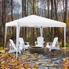 10 x 10 Feet Outdoor Pop-up Patio Canopy for Beach and Camp-White