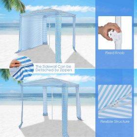 Costway 6.6' x 6.6' Foldable Beach Cabana Easy-Setup Beach Canopy W/ Carry Bag Blue