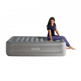 Intex 18" High Comfort Plush Raised Air Mattress Bed with Built-in Pump Twin