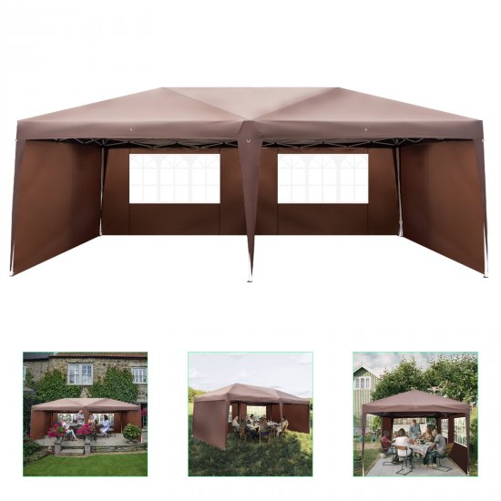 Ktaxon 10\'x20\' Canopy Wedding Party Tent Pop up Gazebo with 4 Sidewall Coffee
